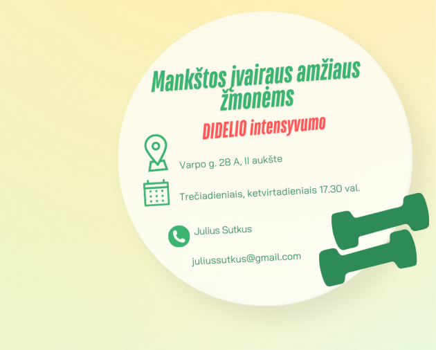 Mankštos įvairaus amžiaus žmonėms. DIDELIO INTENSYVUMO