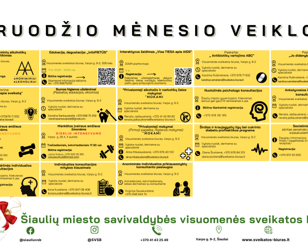 Gruodžio mėnesio veiklų kalendorius