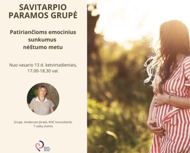 Kviečiame moteris į savitarpio paramos grupę, skirtą patiriančioms emocinių sunkumų nėštumo metu!