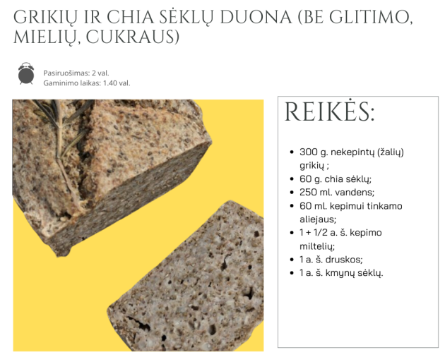 24# Vasaris: grikių ir chia sėklų duona (be glitimo, mielių, cukraus)