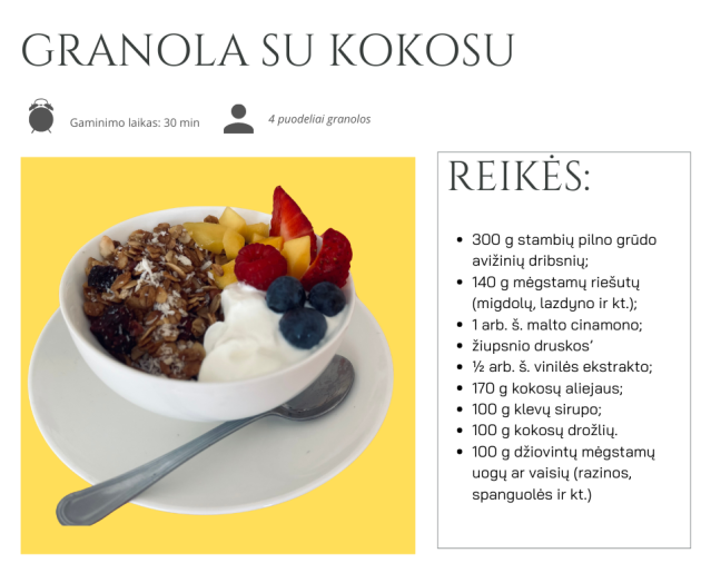 24# Balandis: Granola su kokosu